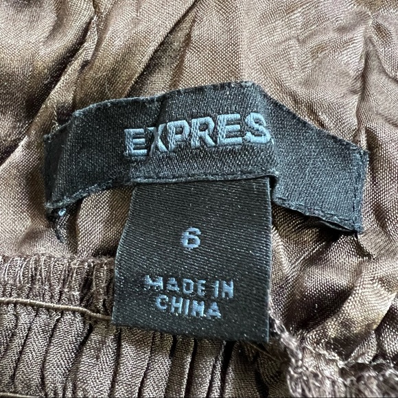 Express Brown Satin Pleated Handkerchief Hem Goddess Slip Dress … - Picture 7 of 9